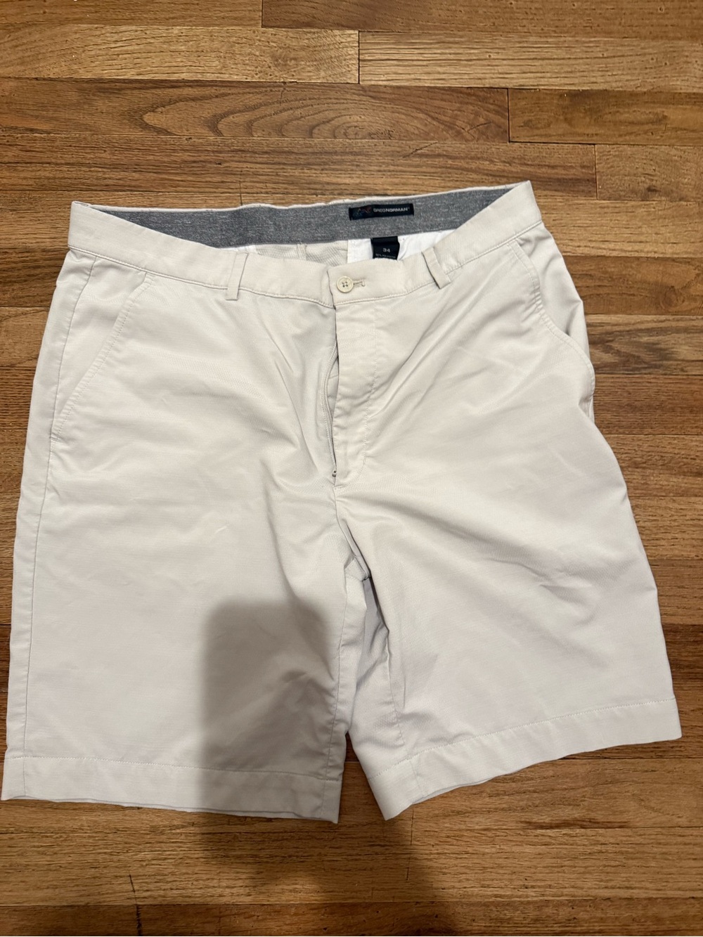 Greg Norman Collection Men's Light Cream Flat-Front Shorts